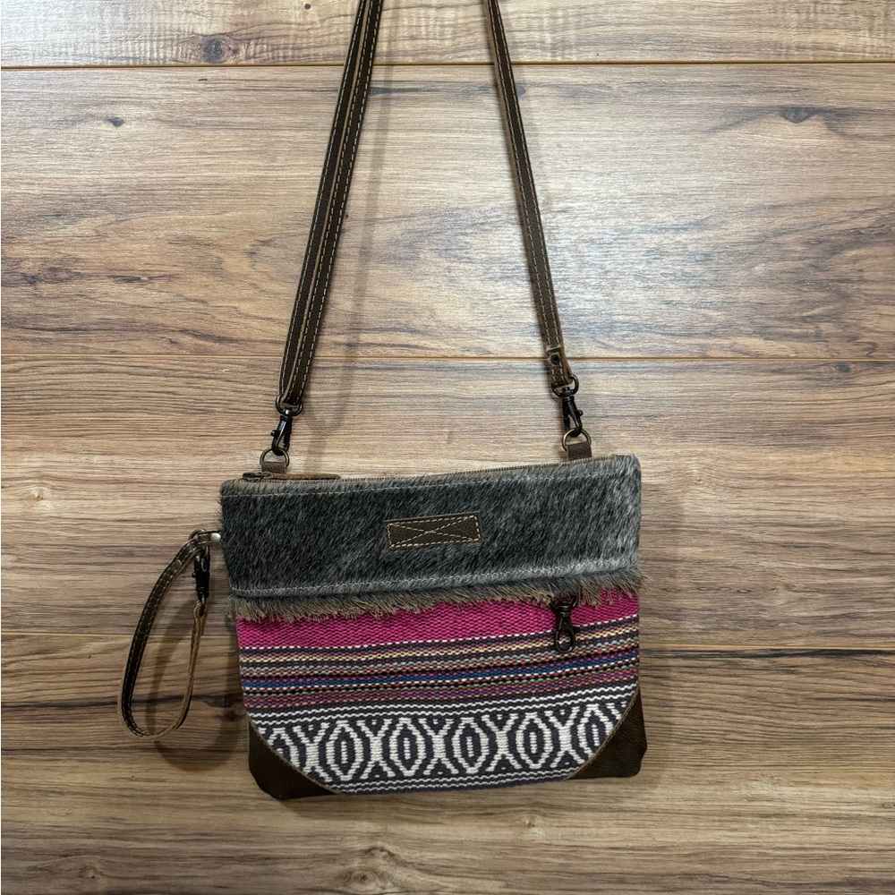 Myra Bag Pink and Brown Crossbody Bag